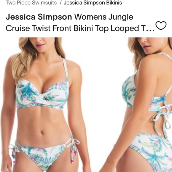 Jessica Simpson Jungle Cruise Twist Front Print D Cup Bikini Top Size XL D NEW - Picture 4 of 11